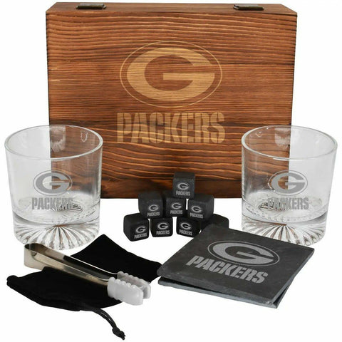 Green Bay Packers Wood Boxed Drinkware Set