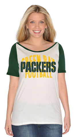 Green Bay Packers Women's Boat-Neck Cream Shirt