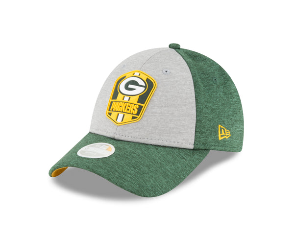 new era,green bay packers,9forty,940,on field,sidelines,2018,away,baseball cap,hat,stretch fit,headwear,clothing accessories