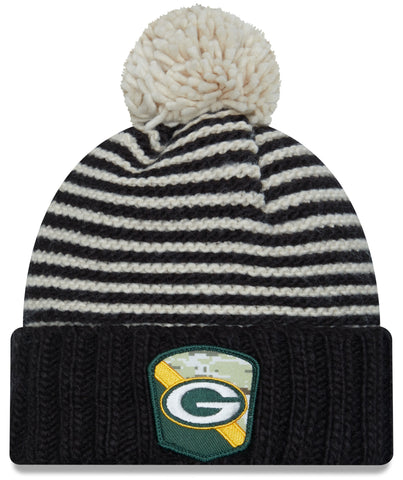 Green Bay Packers 2023 Salute to Service Knit Hat with Pom, Black, One Size