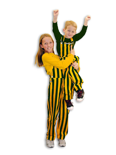 Youth Green & Yellow Striped Game Bibs Overalls