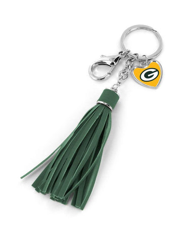 Green Bay Packers Heart Tassel Key Ring