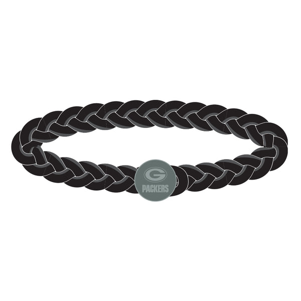 Green Bay Packers Braided Leather Bracelet - Black
