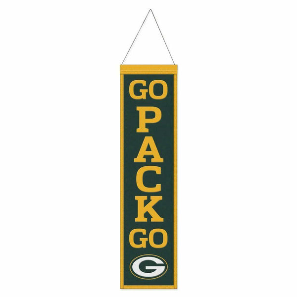 Green Bay Packers Go Pack Go Wool Banner, 8" x 32"