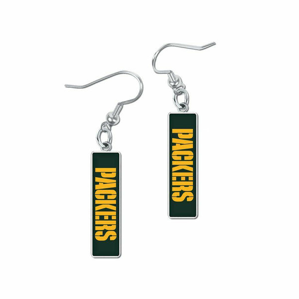 Green Bay Packers Rectangle Dangle Earrings