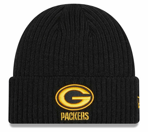 Green Bay Packers Core Classic Black Pop Cuffed Knit Hat