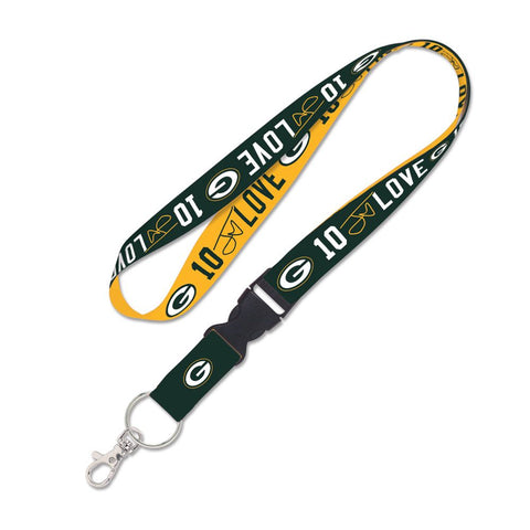 Green Bay Packers Jordan Love Lanyard with Detachable Buckle, 1"